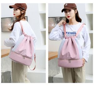 Fournisseur Promotion Nouveau sac à dos à cordon Femme Loisirs Voyage Sports Épaule Version coréenne Mode Nylon Tissu Fitness Sac - Product Image 4