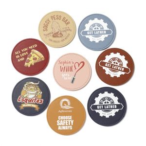High Quality Soft PU Leather <b>Round</b> <b>Coaster</b> Anti-scratch Cup Mat for Home Office Use - Product Image 3