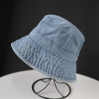 Nouveau Chapeau Bob en Jean Lavé Doux Anti-UV Respirant Unisexe Style Japonais Tendance Urbaine Estivale Amincissant le Visage
