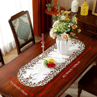 Nappe rectangulaire brodée de fleurs de lavande pastorale pour la maison, l'hôtel, les mariages, les décorations de vacances, y compris un chemin de table