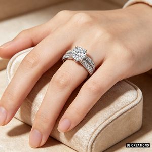 Bague de mariage personnalisée en or massif 10K 14K 18K avec diamant de laboratoire de 1,00 carat certifié IGI, qualité VVS-VS, taille brillant - Product Image 2