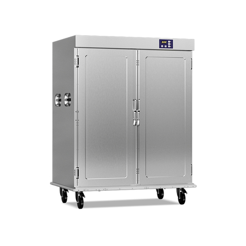 2025 New Product CE Commercial Mobile Double Door 22 Full Size Pan Heated Holding Cabinet Food Warmer Cart
