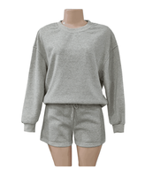 Personnaliser Loose Casual Crewneck Pullover Sweatshirt Shorts Set pour les femmes