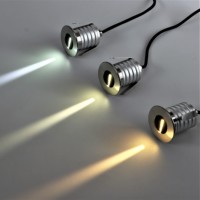 Lampes LED encastrées pour marches murales 3W à faisceau étroit avec base en aluminium et diffuseur en verre trempé DC 12V/24V