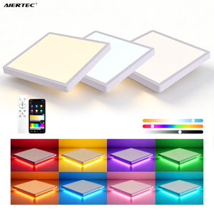 Ultra-thin Backlit RGB Design Square <b>LED</b> <b>Ceiling</b> <b>Light</b> 3CCT Dimmable with Remote Control <b>Modern</b> Flush Mount Lamp for Living Room - Product Image 1
