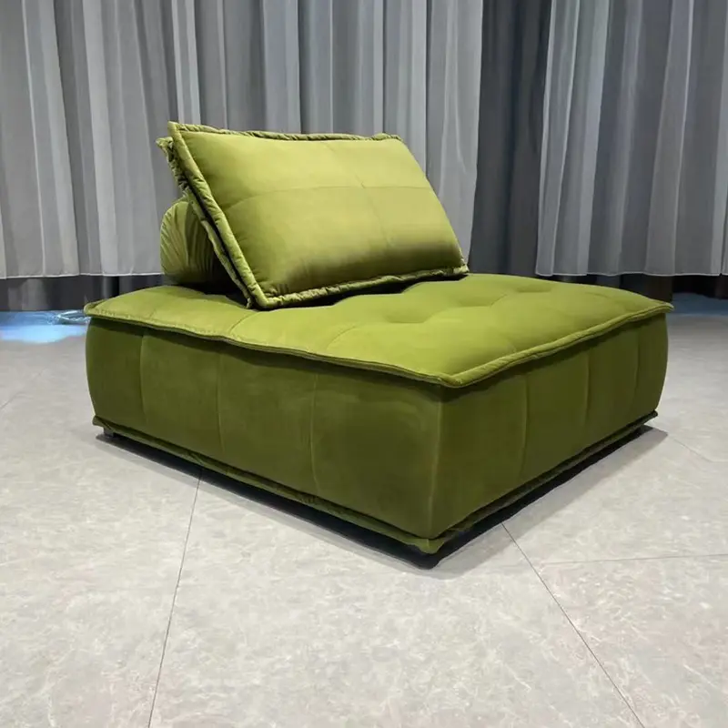 Sofá seccional individual, muebles de sala modulares sin brazos, sofás de tela de terciopelo, sofá de suelo perezoso italiano de lujo moderno