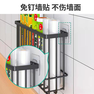 Wall Mounted <b>Kitchen</b> Storage Rack Rectangle Multi Purpose Moisture Proof No Drill Adjustable For Paper <b>Wrap</b> And Utensils - Product Image 5