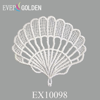 EX10098 7X6CM Patch en dentelle de polyester de qualité supérieure, motif coquillage, unisexe, pour vêtements de fête, broche mignonne de dessin animé à coudre sur les chapeaux