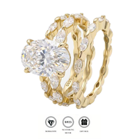 Bague en argent S925 avec moissanite ovale marquise et pierre d'accentuation, bande pavée alternée, pour banquet, déclaration de style, accessoire d'anniversaire