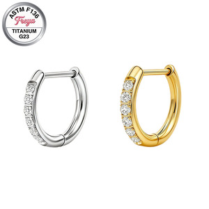 Pendientes de Aro de Titanio Freya AFTM F136 para Mujer, Joyería Fina para el Cuerpo, <span class=keywords><strong>Piercing</strong></span> de Titanio G23 con Zirconia para Nariz, Daith, Rook y <span class=keywords><strong>Tragus</strong></span> - Product Image 3