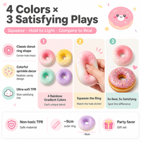 Jouet à presser en forme de donut, doux, à remontée lente, anti-stress, avec dégradé arc-en-ciel et paillettes, pour filles et garçons