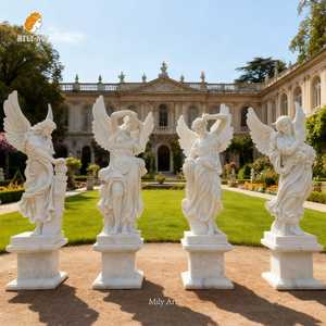 MILYライフサイズ白大理石4シーズン天使像彫刻ヨーロッパスタイル屋外ヴィラガーデン - Product Image 4