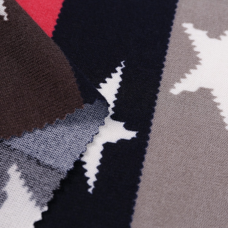 Good quality brushed star pattern soft 95% polyester 5% spandex sweater knit imitation cashmere knitting hacci fabric wholesale