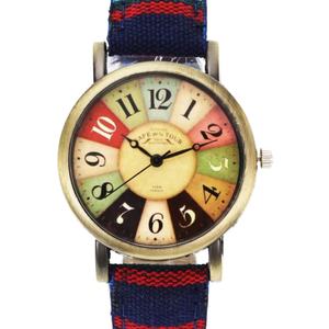 Accesorios de Joyería de Moda, Estilo Boho Hippie, Correa de Tela Tejida de Cuero con Patrón de Arcoíris Multicolor, Relojes de Regalo - Product Image 5