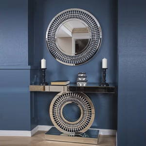 Mesa de decoração de casa, venda quente de móveis espelhados, folhas de prata, design de mesa com espelho para casa e hotel