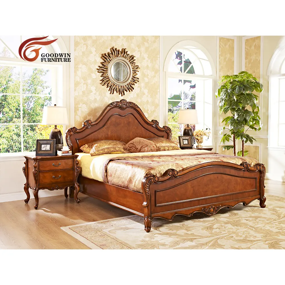 Muebles de dormitorio de estilo americano de madera maciza, juego de dormitorio clásico