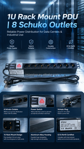 PDU แบบติดตั้งบนแร็คขนาด 1U 19 นิ้ว ทำจากอลูมิเนียมอัลลอยด์ 8 ช่องเสียบแบบ EU 16A ชุดจ่ายไฟแบบยุโรปสำหรับตู้เซิร์ฟเวอร์ - Product Image 6