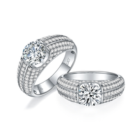 Starsgem Bague pour homme en argent sterling 925 8mm 2ct 1carat Bague en diamant moissanite Argent sterling 925