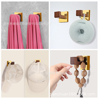 Nouveau crochet porte-manteau en acier inoxydable et bois massif de style chinois pour salle de bain et hôtel, design perforé, crochet pour chapeau et corde
