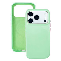 Étui de téléphone magnétique en cuir PU jaune menthe brillant avec doublure floquée, coque antichoc anti-rayures compatible iPhone 15-17 Pro Max