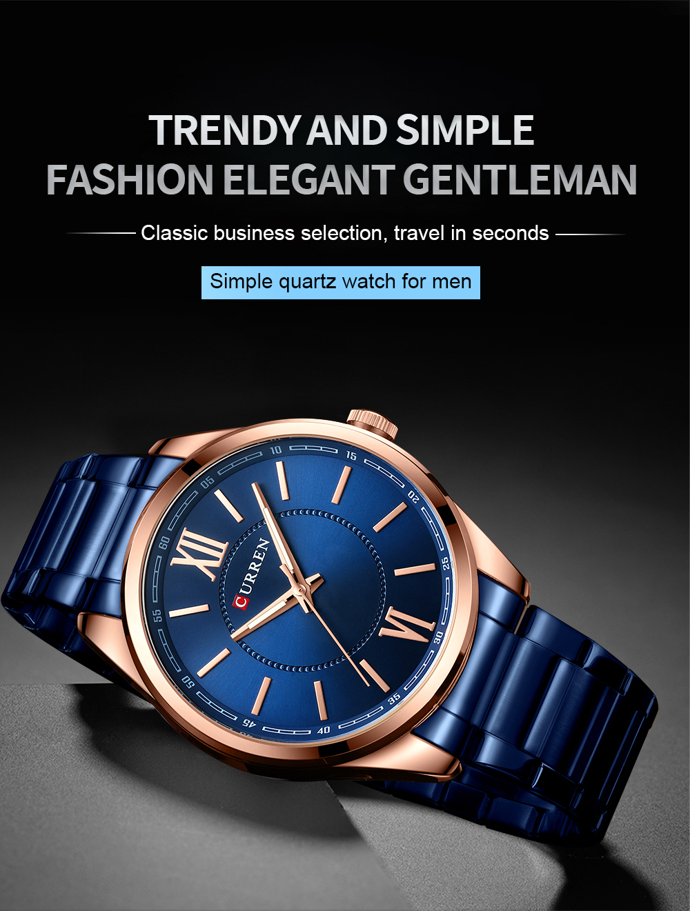 CURREN 8423 Simple Business Quartz Watches Gold Colour Classic Stainless Steel Wristwatches with Luminous Hands Male Clock