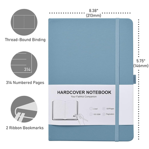 Luxury A5 Size Hardcover Leather Cover <b>Planner</b> Custom Printed Logo Journal Notebooks with Thread or Thermal Binding for Gift - Product Image 5
