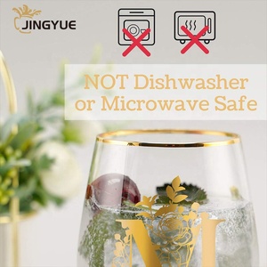 Copas de vino sin tallo con monograma únicas al por mayor copas de vidrio transparentes con borde dorado personalizadas <span class=keywords><strong>para</strong></span> fiesta de <span class=keywords><strong>cumpleaños</strong></span> - Product Image 4