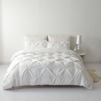Vente flash, couvre-lit de luxe en microfibre 100% polyester, plissé à fleurs, froncé, pour lit queen, ensemble de housse de couette 4 pièces, pour la maison
