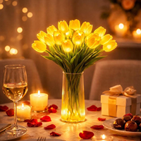 Lampe d'ambiance réglable en forme de tulipe, lumière chaude, en plastique, pour chambre à coucher, décoration de chevet
