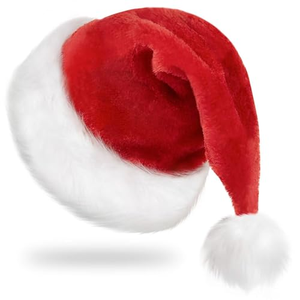 Décorations de fête de Noël écologiques pour adultes, chapeaux en peluche de Père Noël rouges, roses, noirs et verts pour les cadeaux de Noël et du Nouvel An - Product Image 1