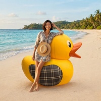 Grand canard jaune gonflable en PVC durable avec corde pour le plaisir et la publicité dans les parcs d'aventure et les activités de plein air, unisexe