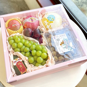 IMEE Boîte pliante carrée transparente de <span class=keywords><strong>grande</strong></span> <span class=keywords><strong>taille</strong></span> 15'' 5 kg de haute qualité pour le Nouvel An et Noël, rose rouge, pour fruits, fleurs, cadeaux, bonbons, collations - Product Image 1