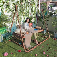Fauteuil suspendu double moderne pour l'extérieur en rotin PE imperméable, super confortable pour le jardin et l'hôtel