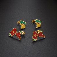 Boucles d'oreilles clous pour femme en acier inoxydable, motif cartes de la Guadeloupe, de la Réunion, de la Martinique, de la Guyane française et d'Antigua, bijoux pour mère # 533962