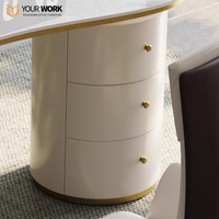 Luxe Moderne E1 MDF Rock Dalle Top Ordinateur Ensemble de bureau Table de bureau en noir blanc Home CEO Mobilier de bureau avec panneau Style Bois