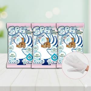 No rinsing <b>Alcohol</b>-free Cat Wipe Gloves for cat of All Ages - Product Image 1