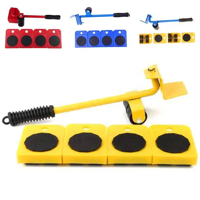 Kozie Modern Safe Steel Furniture Mover Lifter with 4 Sliders Kit-Easy-to-Use Home Moving Tool