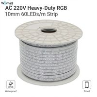 Bande lumineuse LED RGB SMD5050 AC220V, 60 LED/m, 10 mm, IP68, étanche, robuste, dimmable, pour éclairage paysager commercial