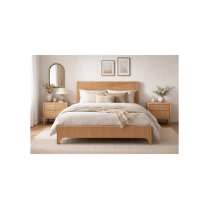 Solid Wood Bed Frame Vintage Style Bedroom Furniture Sustainable Home Furniture Best Quality Wooden Bed - Product Image 1