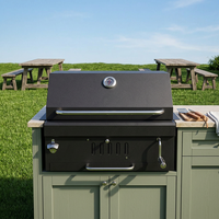 Gril à charbon de bois pliable en acier inoxydable pour l'extérieur avec montage facile et surface de cuisson de 64x46cm pour barbecue et pâtisserie