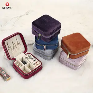 Individuelles Logo neuer Reise-Schmuck Kosmatisches Geschenk Reißverschlussbeutel Samtelleder Kunstleder Schmuck-Organisator Aufbewahrungsboxen