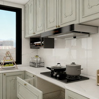 Armoire de cuisine en bois sculpté finition blanche Louvre, corps en contreplaqué, porte en bois massif, chêne rouge peint, configuration haut de gamme