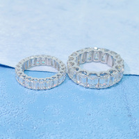 Iced Out S925 Silver Princess Emerald Round Cut Vvs d Color Mossanite Moissanite Diamond Hip Hop Tennis Ring pour hommes et femmes