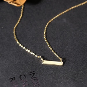 Kalung Batang Persegi Panjang Horizontal Kosong Perak <span class=keywords><strong>Sterling</strong></span> S925 untuk Wanita, Model Trendi dan Laris, Ukuran 16X3cm - Product Image 4