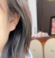 Anting-anting tulang rawan titanium lapis emas ASTM-F136 bentuk bintang dan ikan, anting-anting helix, anting-anting tulang, grosir perhiasan tindik tubuh, labret