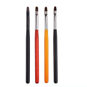 Pinceau à ongles professionnel en nylon synthétique à manche en bois, plat et ovale, pour extension de gel UV, dégradé ombré, manucure en salon - Product Image 2