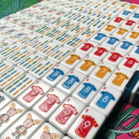 Trophy 2026 Gran Oferta Fichas de Mahjong Americano Grabadas en Acrílico Rojo y Azul Lagoon Juego de Entretenimiento Duradero