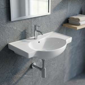 Lavabo rectangulaire blanc en céramique sur pied pour salle de bain, écologique et moderne, idéal pour hôpitaux et villas - Product Image 4