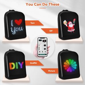 Tesinll LED <b>Backpack</b> <b>Laptop</b> Compartment Waterproof Nylon Unisex Shoulder Bag 15.6 Inch - Product Image 2