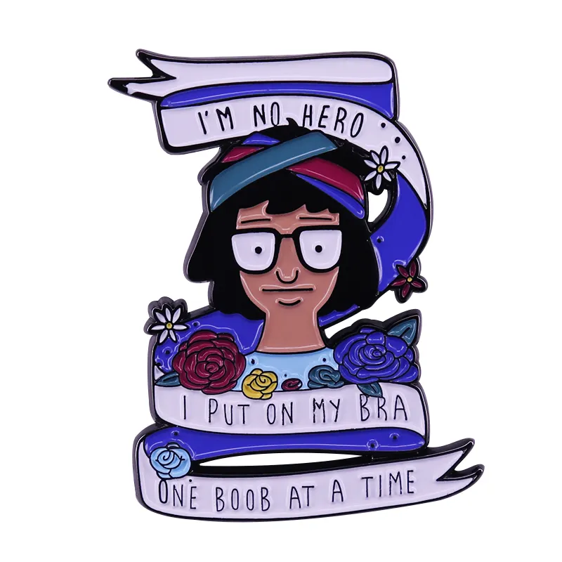 Saya tidak ada pahlawan saya menaruh bra saya di satu payudara pada saat pin enamel Tina Belcher seharusnya semangat hewan Anda